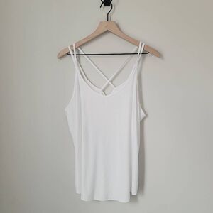 DSG White Strappy Workout Tank Size Large